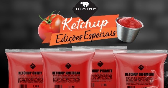 Com quatro novos sabores, Junior lança nova linha de Ketchup para redes alimentícias