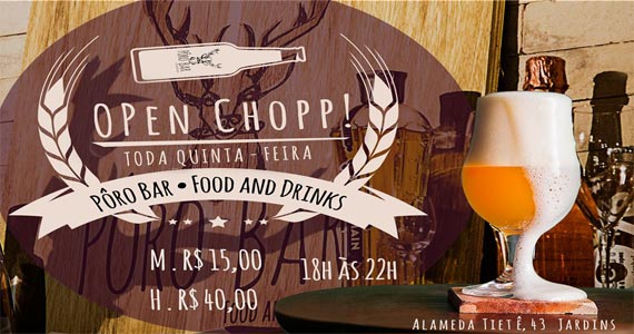 Open Chopp Litro é destaque do Happy Hour do Pôro Bar- Food and Drinks