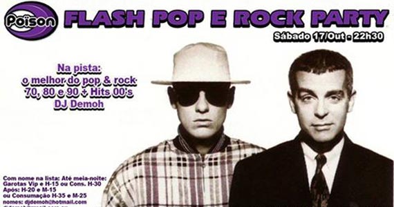 Poison Bar e Balada recebe a Flash Pop & Rock Party no sábado