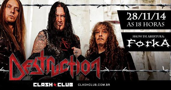 Clash Club recebe show da banda alemã Destruction nesta sexta-feira