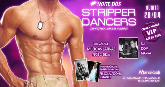 Noite dos Stripper Dancers para animar a quinta-feira do Marrakesh