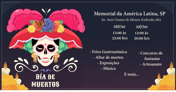 Festa de Dia de Muertos acontece no Memorial da América Latina
