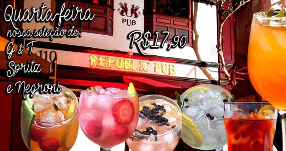 Republic Pub recebe oferece happy hour com promoções de bebida