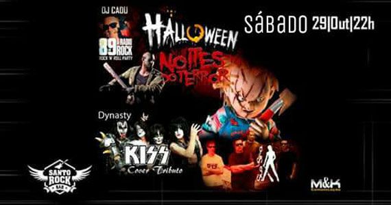 Festa de Halloween com bandas de rock animando o sábado