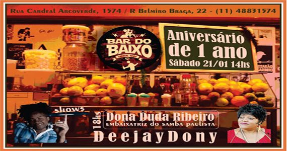 Sábado é dia da Festa de 1 ano do Bar do Baixo