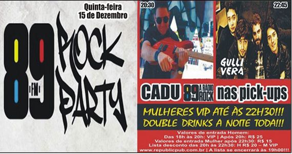 Rock Party com o Dj Cadu e banda Gullivera no Republic Pub