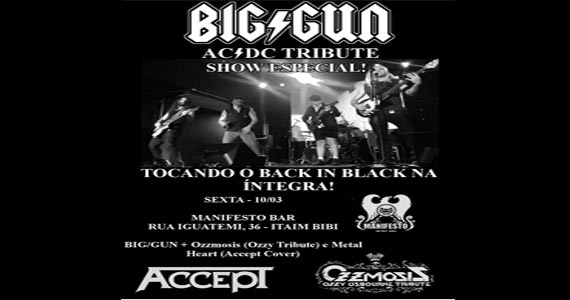 Tribute AC/DC com Big Gun tocando o cd Back in Black no Manifesto