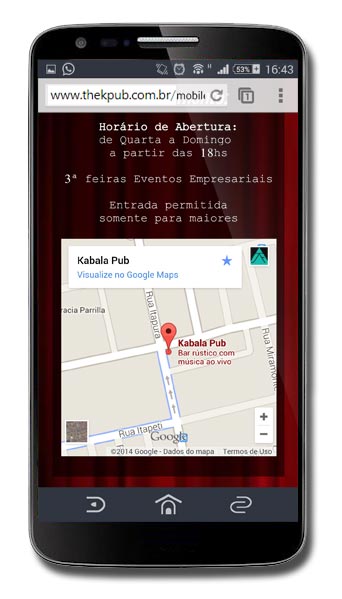 Site mobile do The K Pub