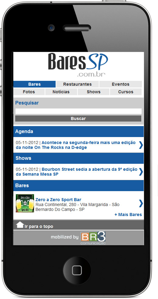 Site Mobile do BaresSP