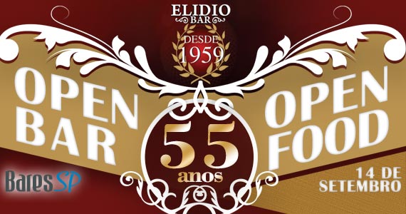Evento Cancelado - Programação especial em celebração aos 55 anos do Elidio Bar 
