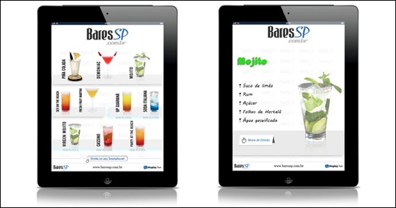 Cardápio interativo para tablet facilita pedido e escolha de drinks