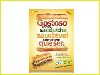 Subway lança campanha Gostoso como sanduíche, saudável como tem que ser 