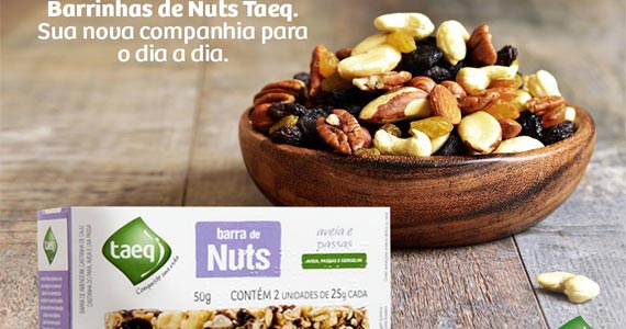 Taeq lança barra de Nuts e biscoitos integrais com sabores exclusivos Eventos BaresSP 570x300 imagem