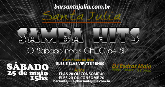 Sábado a tarde é dia de Samba Hits no Santa Julia com grupos convidados