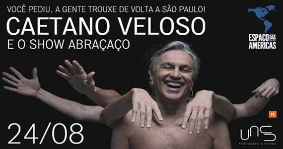 Cantor Caetano Veloso apresenta novo álbum Abraçaço no Espaço das Américas