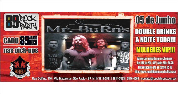 Republic Pub embala a noite de quinta-feira com a banda MR Burns - 89 Rock Party - Rota do Rock Eventos BaresSP 570x300 imagem