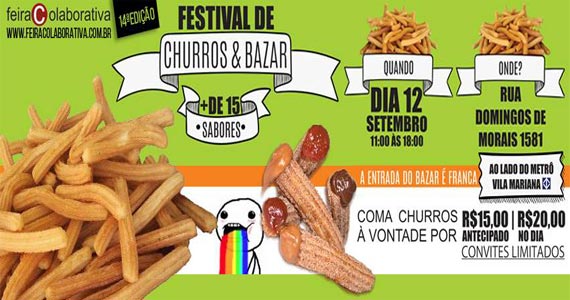 14ª Feira Colaborativa e Festival de Churros acontece na Vila Mariana Eventos BaresSP 570x300 imagem