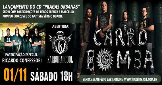 Banda Carro Bomba lança seus 5º álbum neste sábado no Manifesto Rock Bar Eventos BaresSP 570x300 imagem