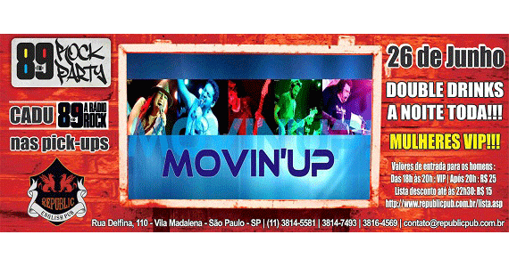 Republic Pub embala a noite ao som de muito pop rock com a banda Movin'up  Eventos BaresSP 570x300 imagem