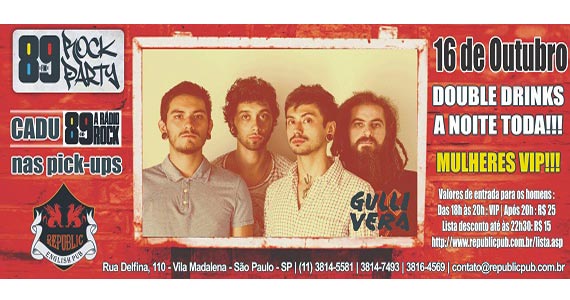 Banda Gullivera anima o projeto da 89 Rock Party nesta quinta do Republic Pub Eventos BaresSP 570x300 imagem