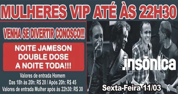 Banda Insônica e Sal Vincent comandam a sexta no Republic Pub com pop rock