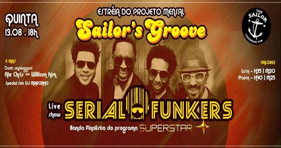 The Sailor Legendary Pub recebe a Banda Serial Funkers no projeto Sailor's Groove Eventos BaresSP 570x300 imagem
