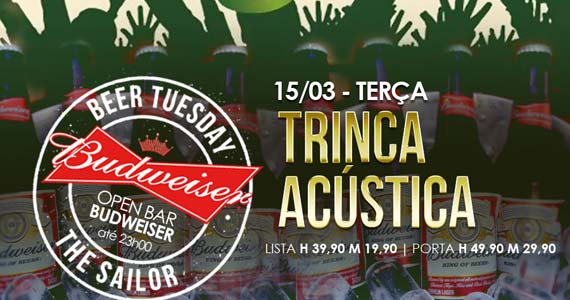 Banda Trinca Acústica agita a semana de St. Patrick's com muito rock e promoção no The Sailor Banda Trinca Acústica agita a semana de St. Patrick's com muito rock e promoção no The Sailor