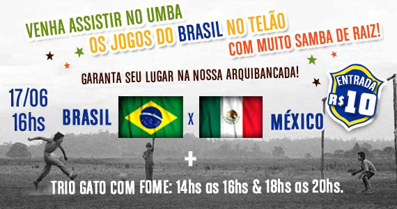 Trio Gato com Fome com Jogo de Brasil x México no Umbabarauma Bar Eventos BaresSP 570x300 imagem