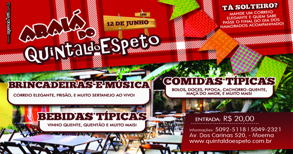 Arraiá do Quintal do Espeto conta com atrações especiais e correio elegante para os solteiros