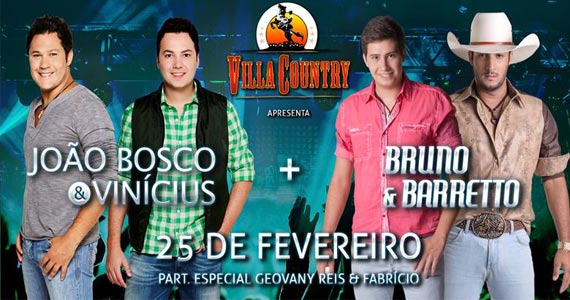 Villa Country recebe show de João Bosco & Vinícius e convidados