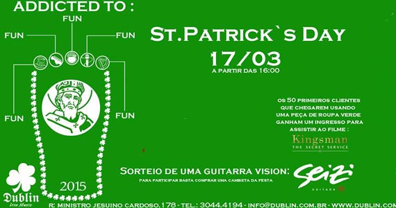 St. Patrick's Day terá programção especial para uma grande festa no Dublin Pub
