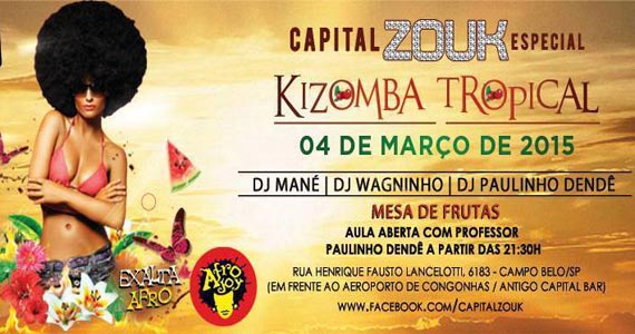 Kizomba Tropical nesta quarta no San Diego bar com direito a aulas de dança Eventos BaresSP 570x300 imagem