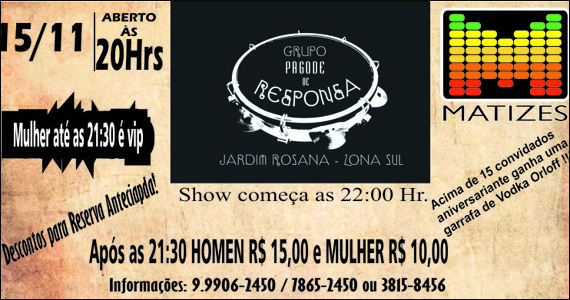 Matizes Bar, localizado na Vila Madalena apresenta Pagode de Responsa Eventos BaresSP 570x300 imagem