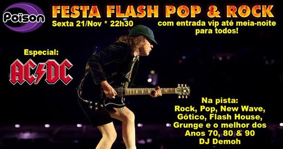 Festa Flash Pop & Rock especial AC/DC no Poison Bar e Balada Eventos BaresSP 570x300 imagem