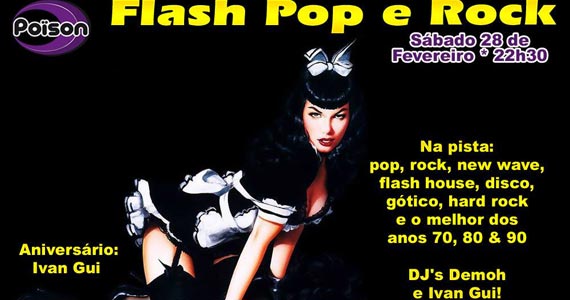 Flash Pop e Rock para animar a noite de sábado com DJ no Poison Bar e Balada Eventos BaresSP 570x300 imagem