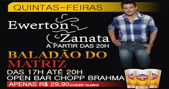 Bar Matriz apresenta Ewerton Zanata nesta quinta
