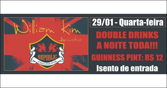 William Kim se apresenta na quarta-feira no palco do Republic Pub - Rota do Rock