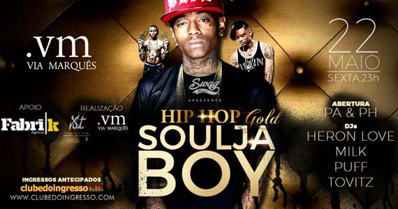 Soulja Boy canta seus maiores sucessos animando o Via Marques