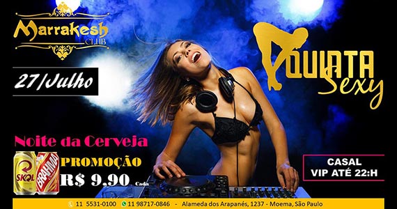 Quinta Sexy com promoção de Cerveja no Marrakesh Club Eventos BaresSP 570x300 imagem