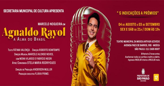 Espetáculo musical sobre a vida de Agnaldo Rayol estreia no Teatro Arthur Azevedo Eventos BaresSP 570x300 imagem
