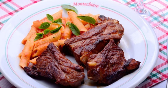 Cantina Montechiaro sugere Costelinha de Porco Grelhada com Penne para o almoço de Dia dos Pais Eventos BaresSP 570x300 imagem