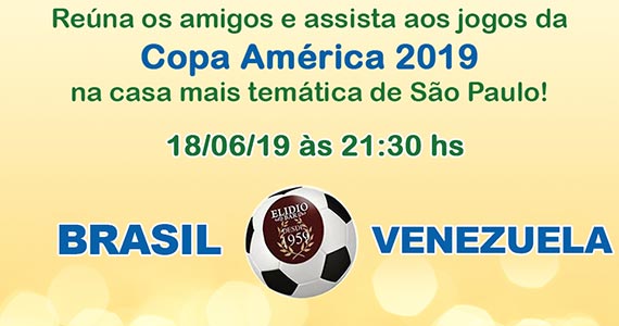 Elídio Bar transmite jogo entre Brasil x Venezuela pela Copa América Eventos BaresSP 570x300 imagem