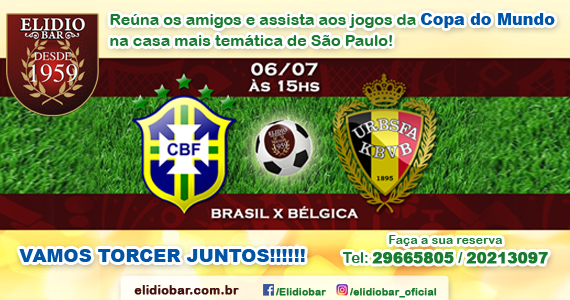 Elídio Bar transmite jogo do Brasil na Copa do Mundo com cardápio variado Eventos BaresSP 570x300 imagem