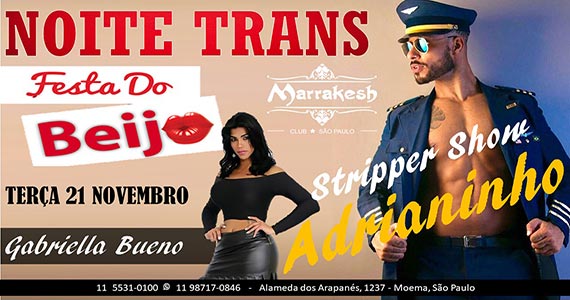 Marrakesh Club recebe a Noite Trans com Festa do Beijo na terça