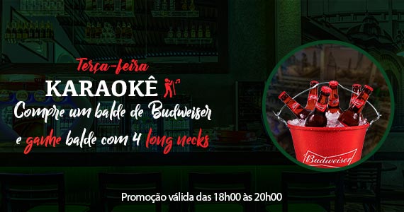 Terça é dia de Karaokê com promoção de Budweiser no Merkado Show Eventos BaresSP 570x300 imagem