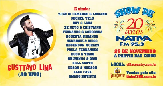 Nativa FM comemora 20 anos com artistas especiais no palco do Villa Country Eventos BaresSP 570x300 imagem