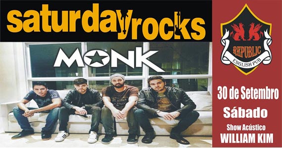 Republic Pub recebe banda Monk com pop rock no sábado