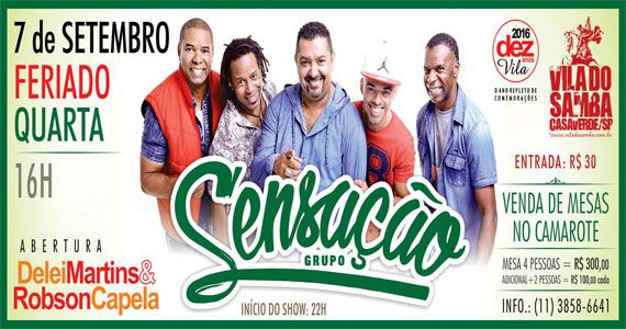 Grupo Sensação comanda o feriado com seus sucessos no Vila do Samba Eventos BaresSP 570x300 imagem