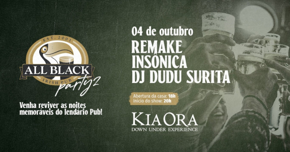 All Black Irish Pub Party no Kia Ora Bar