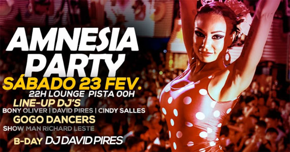 Diversão e fortes emoções são garantidas na festa Amnesia Party no Hot Bar